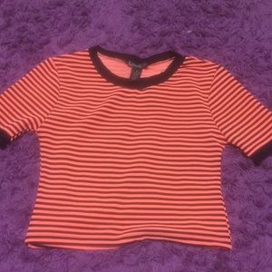 Orange and black striped crop top